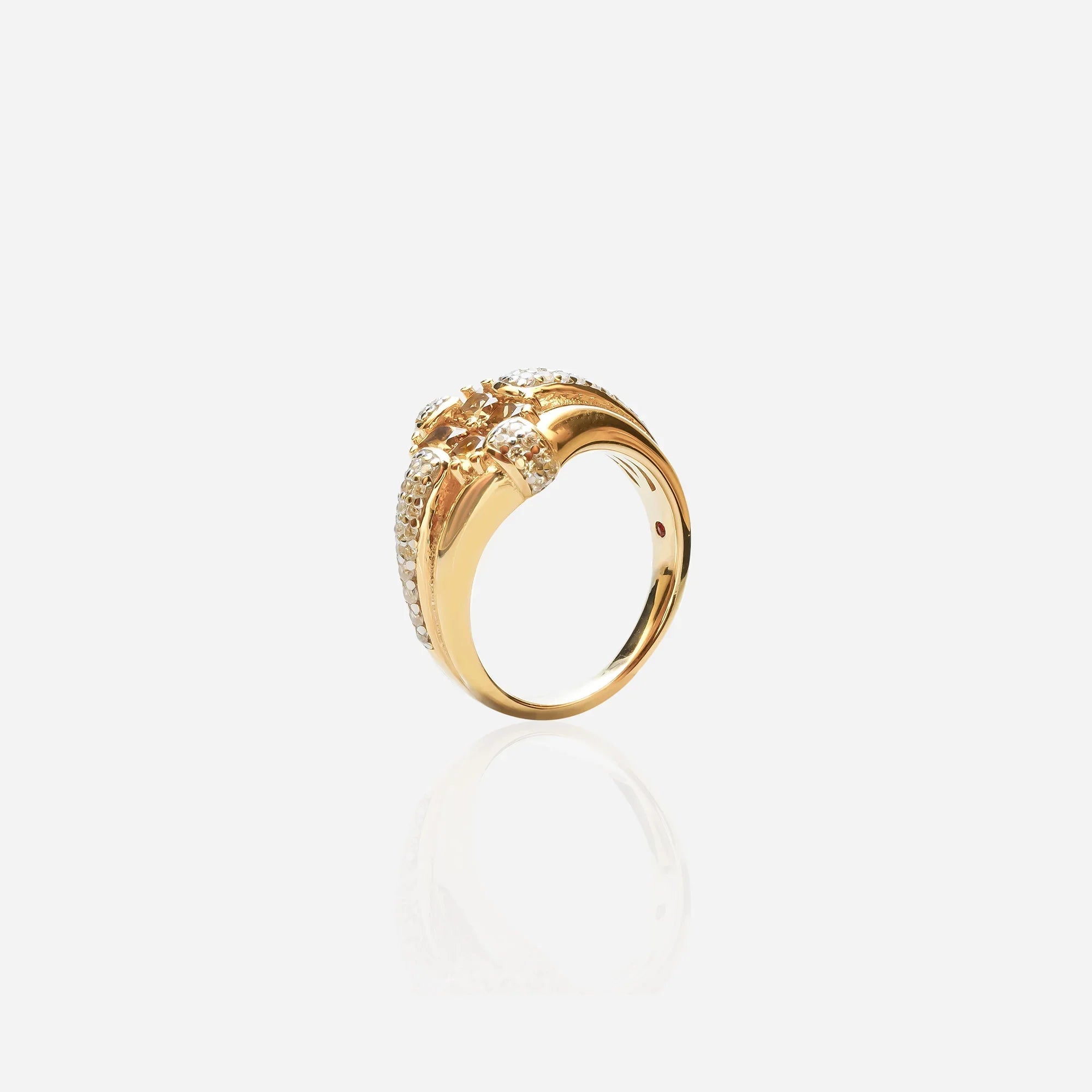 Solaris Dome Ring - Gold Vermeil with Nano Zircon Sunburst Dome