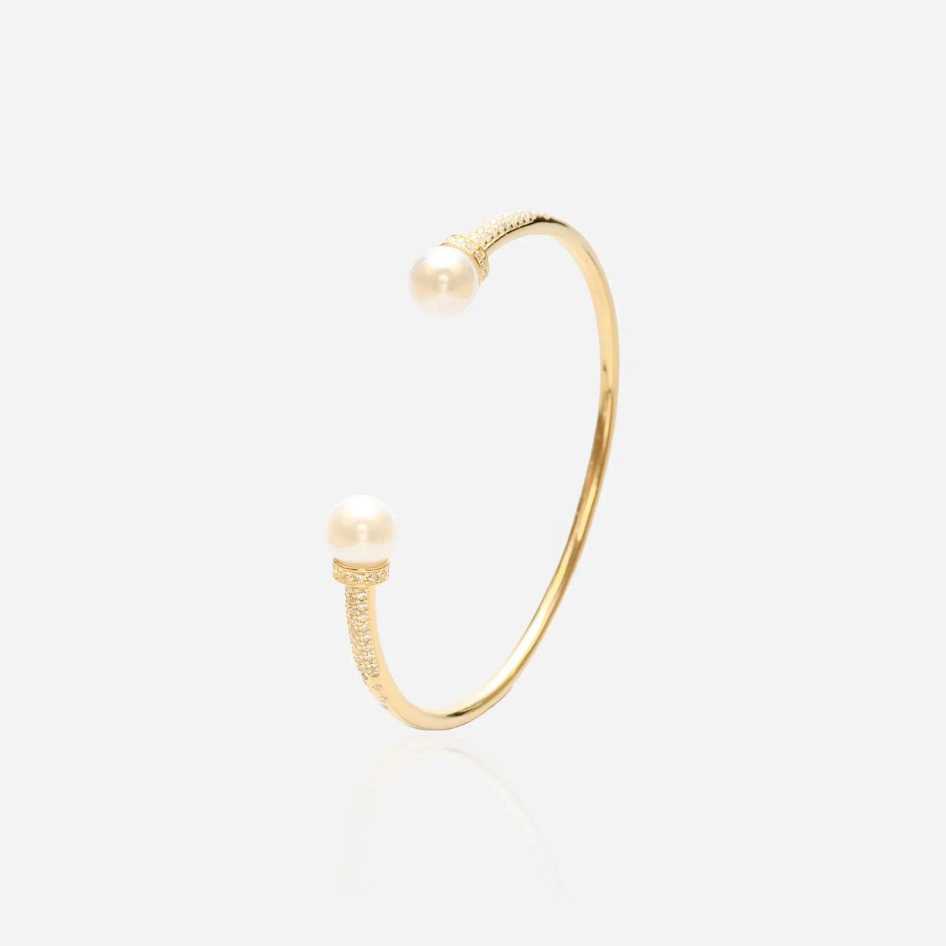 Gold pearl cuff bracelet Austrian crystal pearl open bangle graduation gift jewelry old money aesthetic