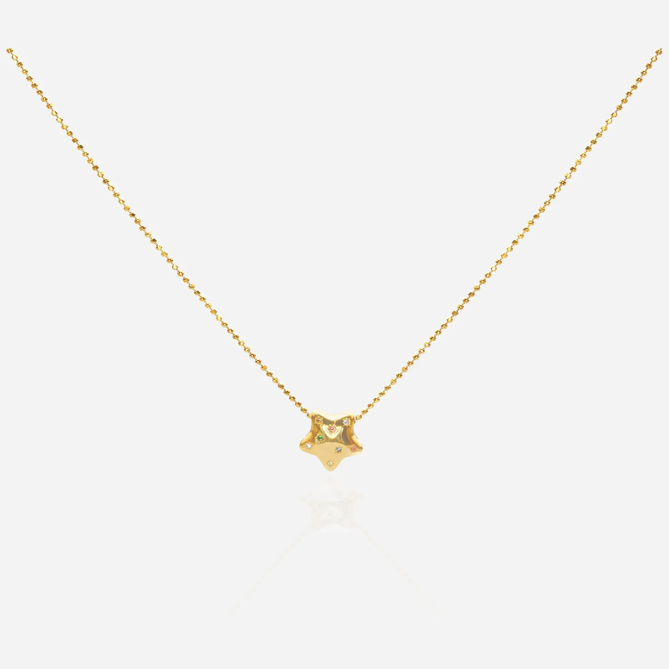 Puffy star necklace with colorful nano zircon gemstones in 18k gold plated silver minimalist gold jewelry dreamy aesthetic