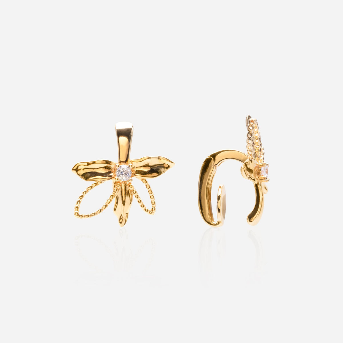 Gold Ear Cuff flower wrap with chain tassel - Perfect for curated ear stacks without piercings - ÉLARAMUSE Ear Stack Guide 2026