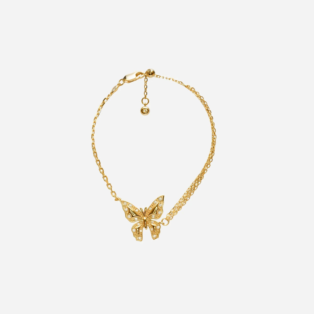 Fairycore Jewelry: Papillon Chain Bracelet with pave diamond butterfly - ELARAMUSE whimsical gold jewelry