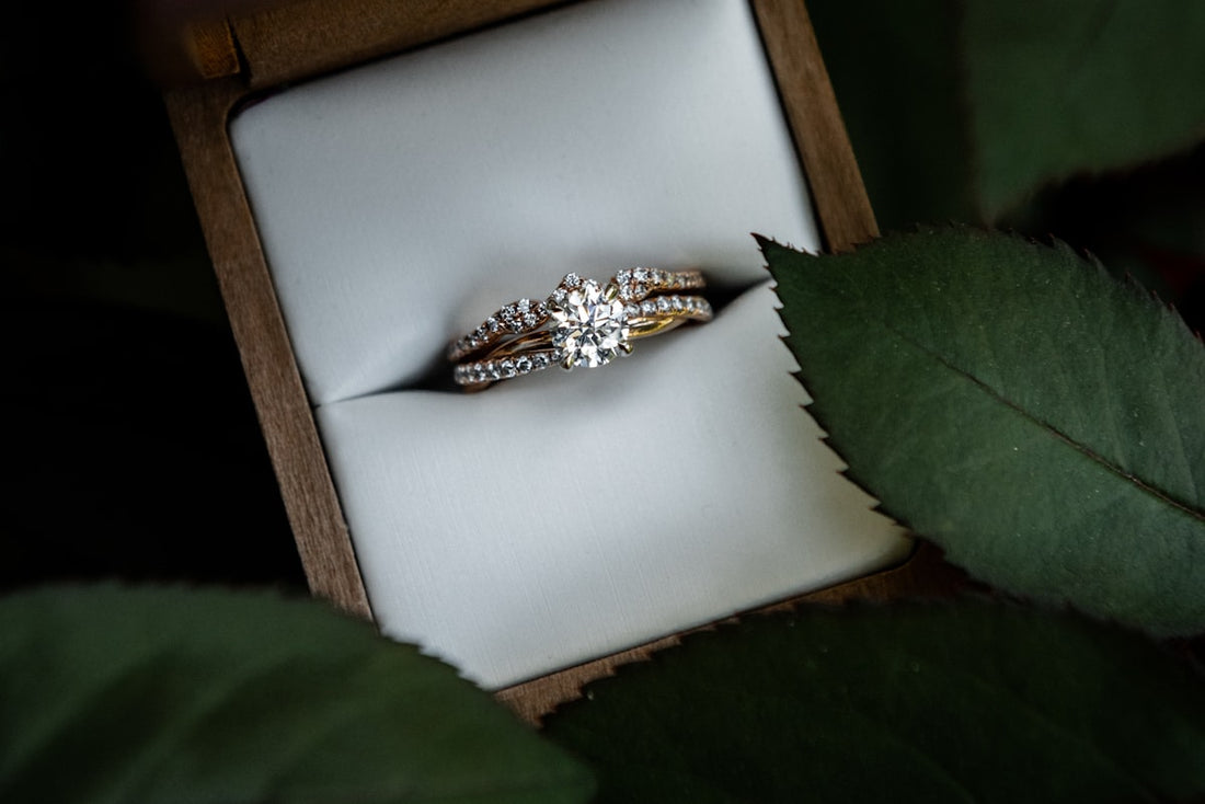 Elegant gold rings displayed in protective jewelry box demonstrating proper storage methods for vermeil jewelry
