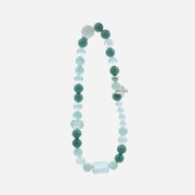 Spirit Flutter multi-gemstone bracelet with natural Amazonite, Fluorite, and Snow Ghost Quartz on a double-wrap design