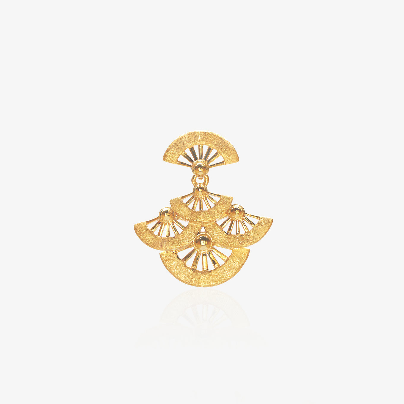Multi-Layer Fan Pendant — Gold Brushed 925 Silver | 5-Tier Openwork Vintage Chinoiserie | Movable Fan Segments | Statement Necklace Pendant | ÉLARAMUSE