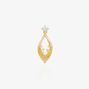 Gold Willow Leaf Pendant — Brushed 18K Gold Plated 925 Silver | Openwork Teardrop Silhouette | High-Carbon Lab Diamond | Elongated Statement Pendant | Pendant Only | ÉLARAMUSE