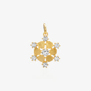 Gold Snowflake Pendant — Matte Brushed 18K Gold Plated Silver | High-Carbon Lab Diamond | 6-Point Winter Charm | ÉLARAMUSE