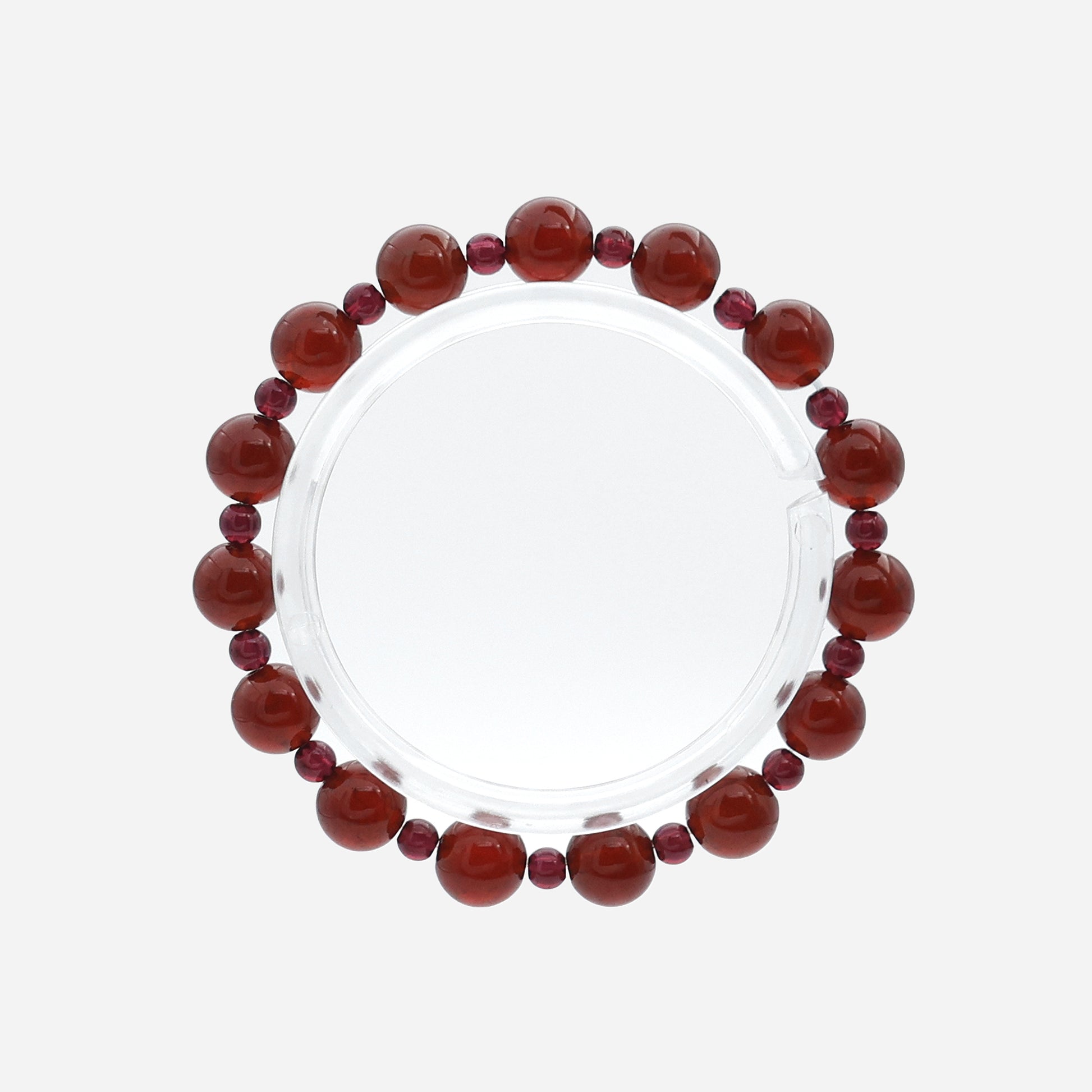 Natural red garnet beaded bracelet with deep wine-red stones and 8mm and 4mm alternating beads