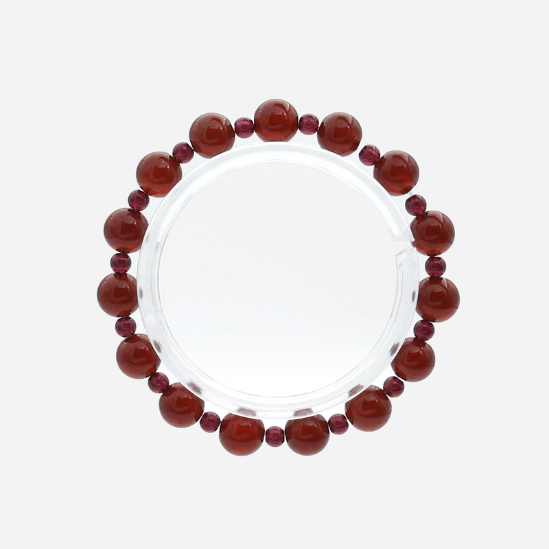 Natural red garnet beaded bracelet with deep wine-red stones and 8mm and 4mm alternating beads