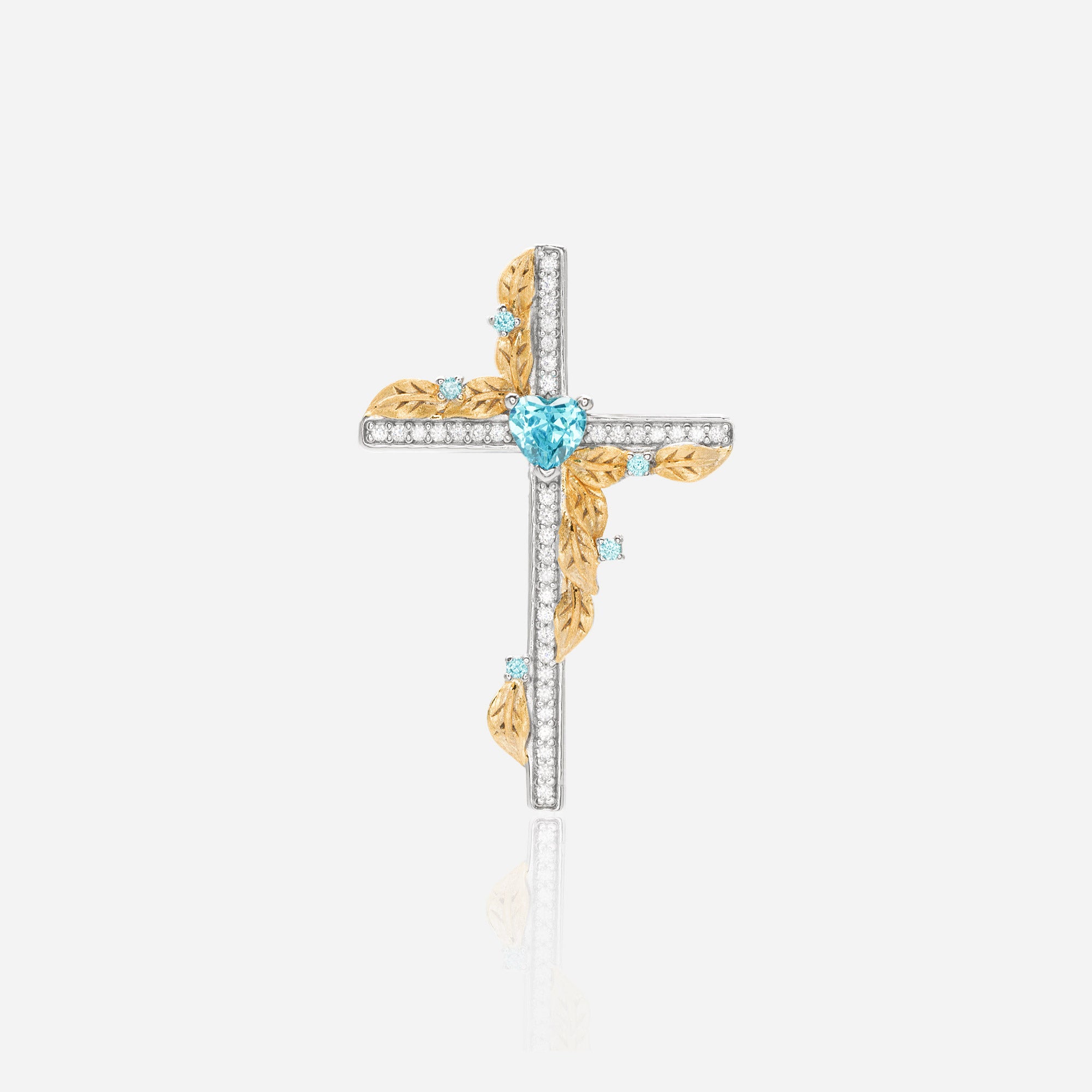 Azure Heart Cross Pendant