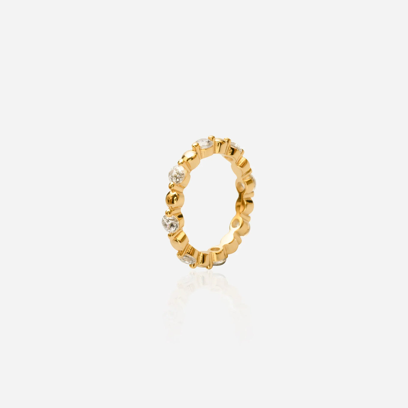 Gold bubble ring alternating bead lab diamond design bezel set lab diamond eternity band stacking ring minimalist jewelry