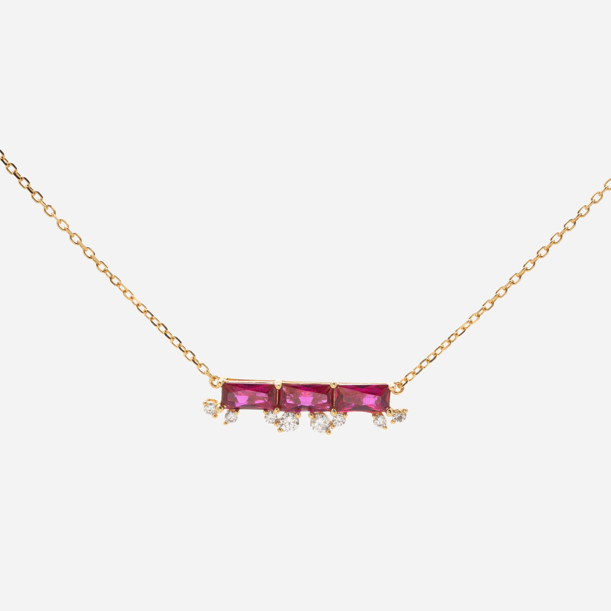 Crimson Ruby Bar Necklace
