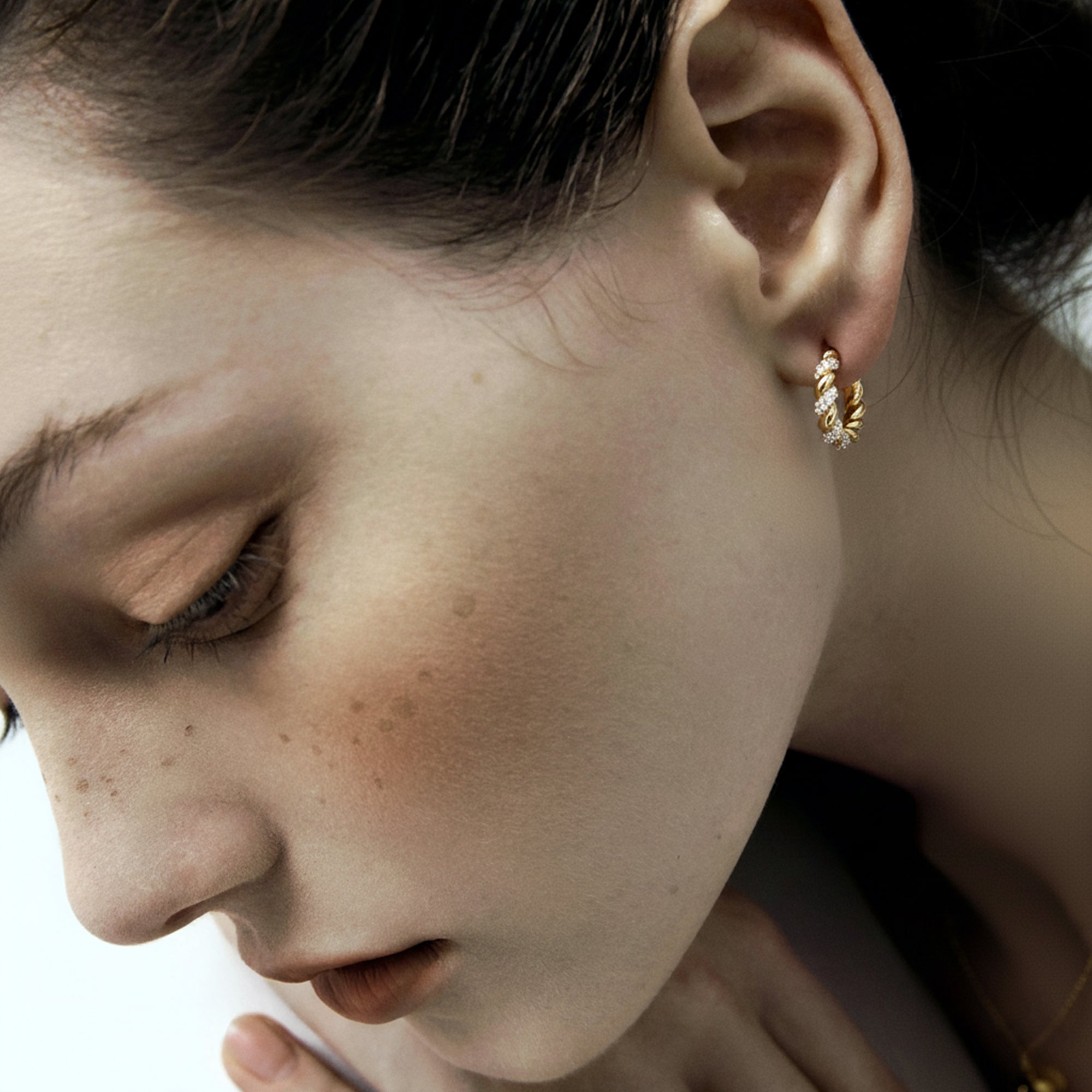 Twisted Rope Pavé Huggie Earrings