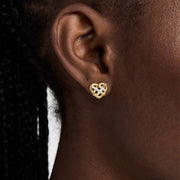 Gold love knot earrings with diamond pave interlocking heart studs romantic anniversary gift