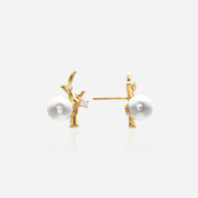 Golden Coral Pearl Earrings