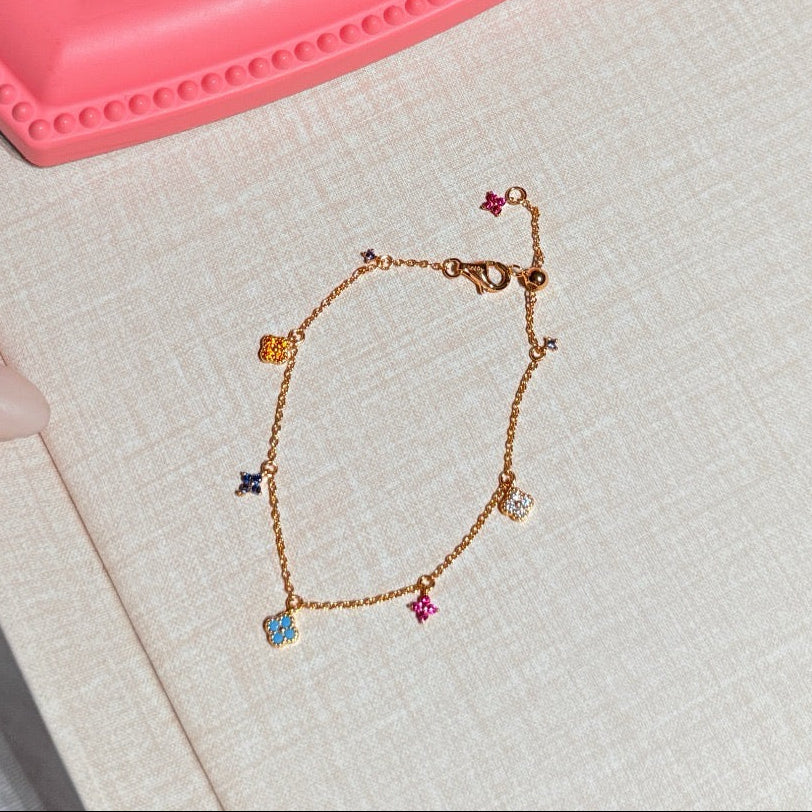 Multi-Color Clover Bracelet | Pastel Four-Leaf Charm