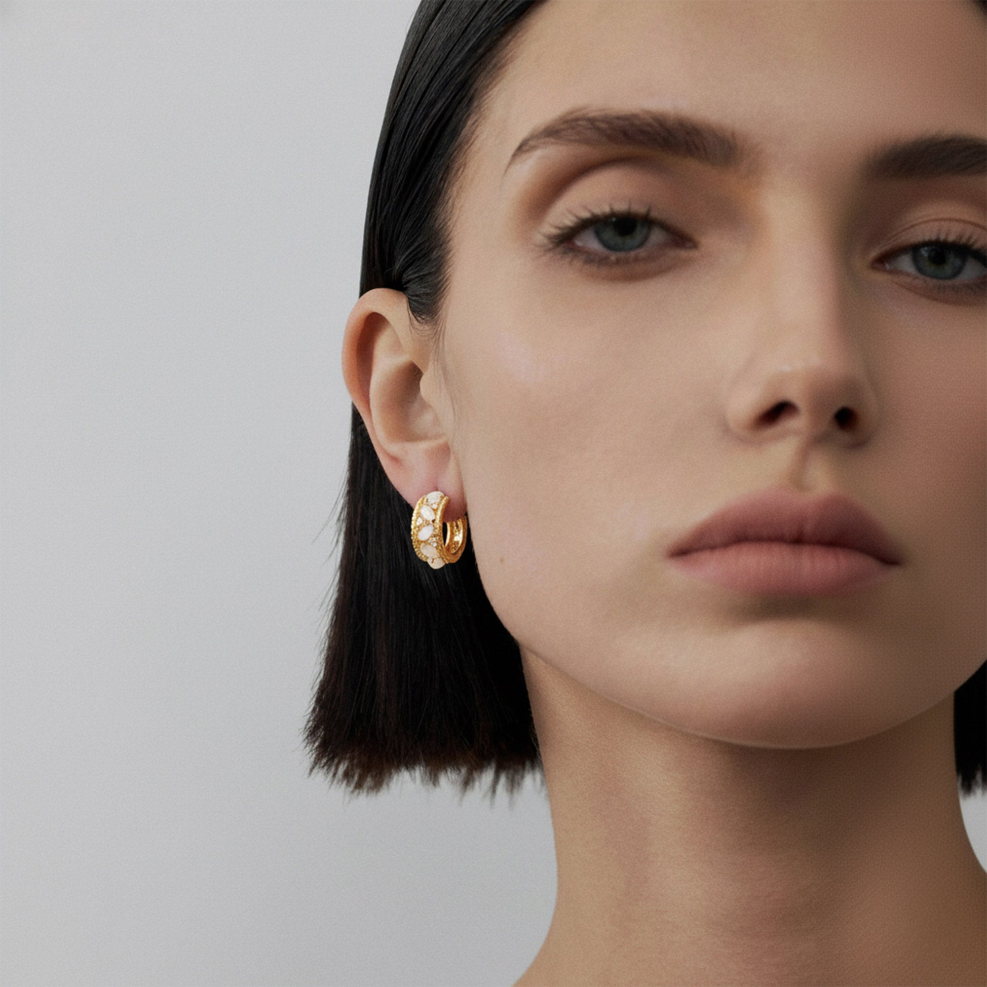 Moonlit Chalcedony Hoops