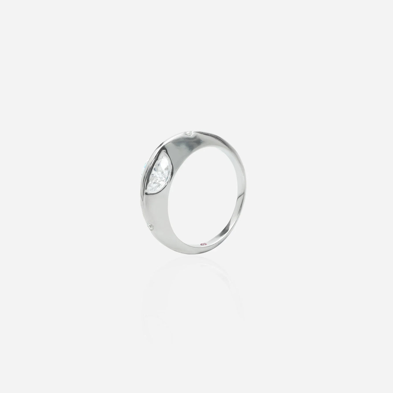 Sterling silver moontrace ring sculptural organic design flush set lab diamond minimalist jewelry