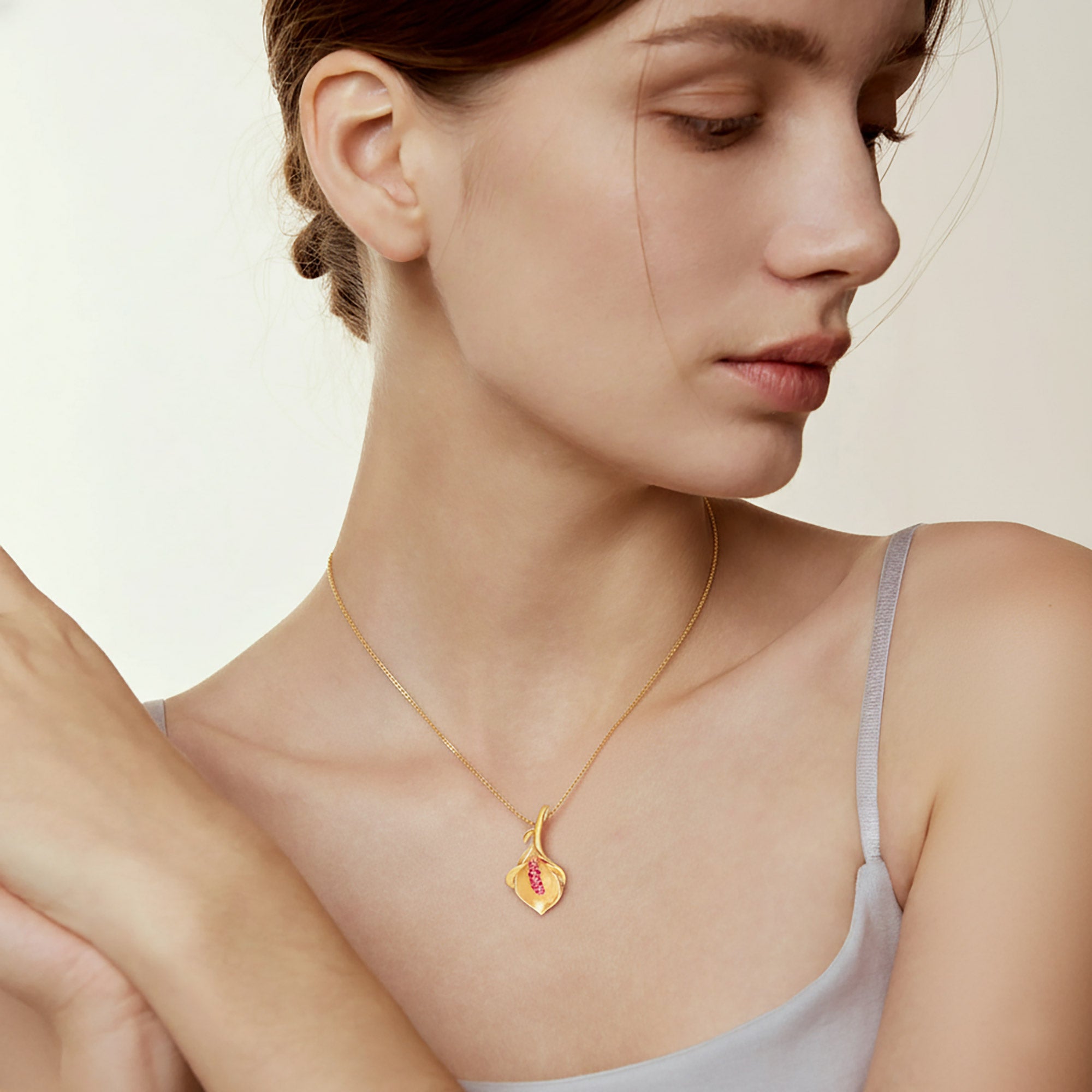 Ruby Calla Pendant
