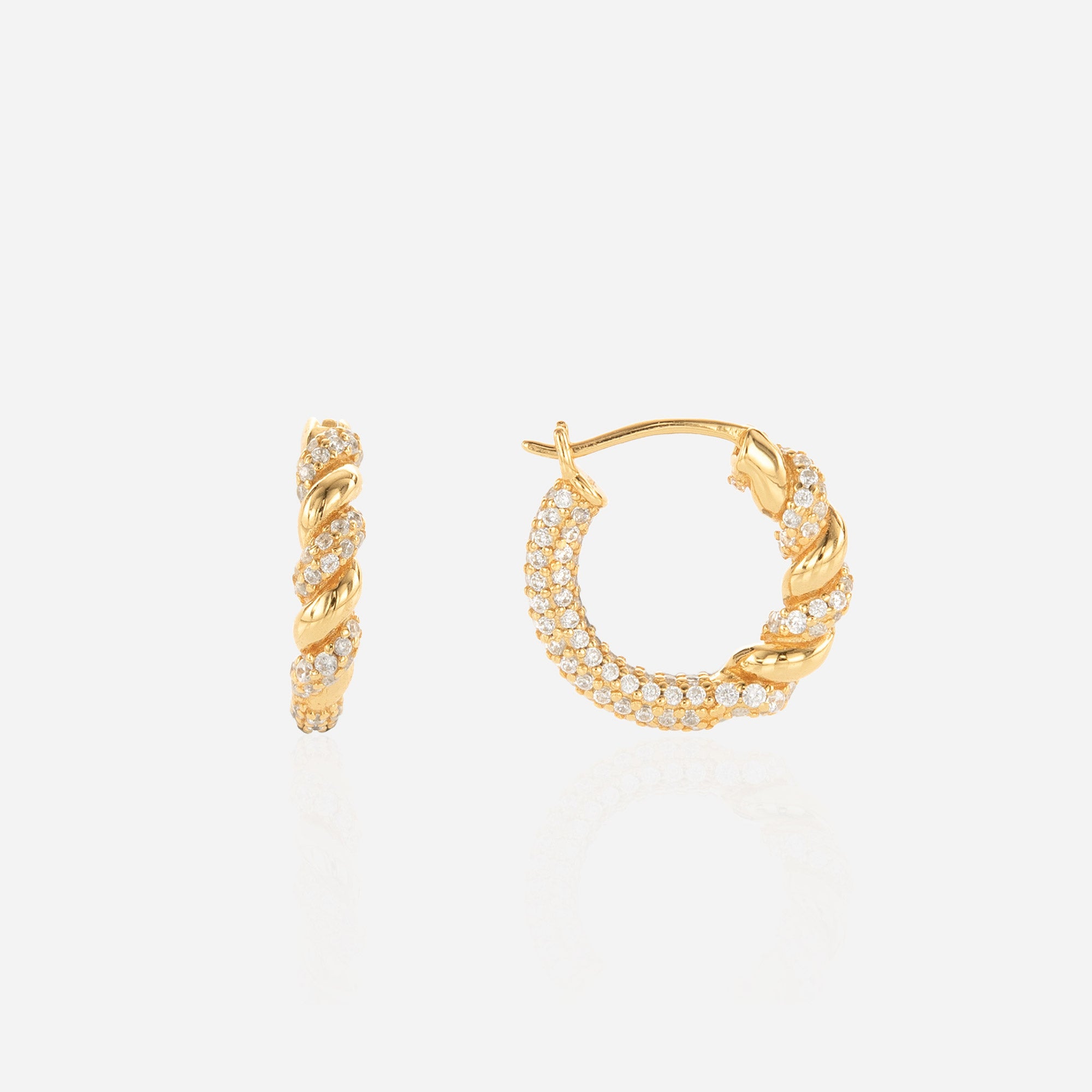 Twisted Rope Pavé Huggie Earrings